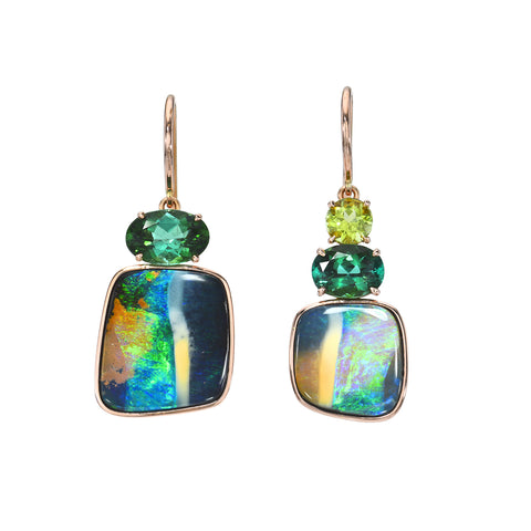 Twilight Shores Australian Opal Earrings by NIXIN Jewelry - made with Opals cut by Steve Smart