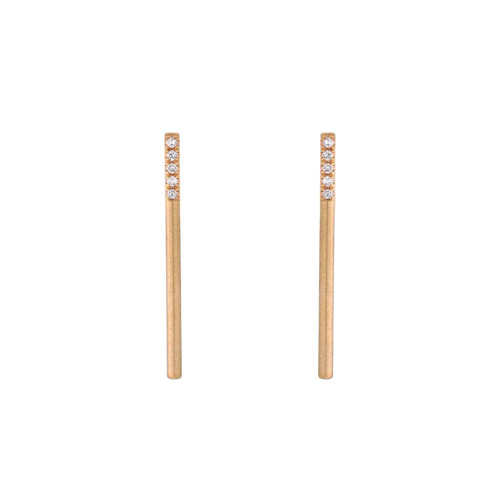 Sugar Bar Stud Earrings I Gold Bar Earrings With Diamonds I NIXIN