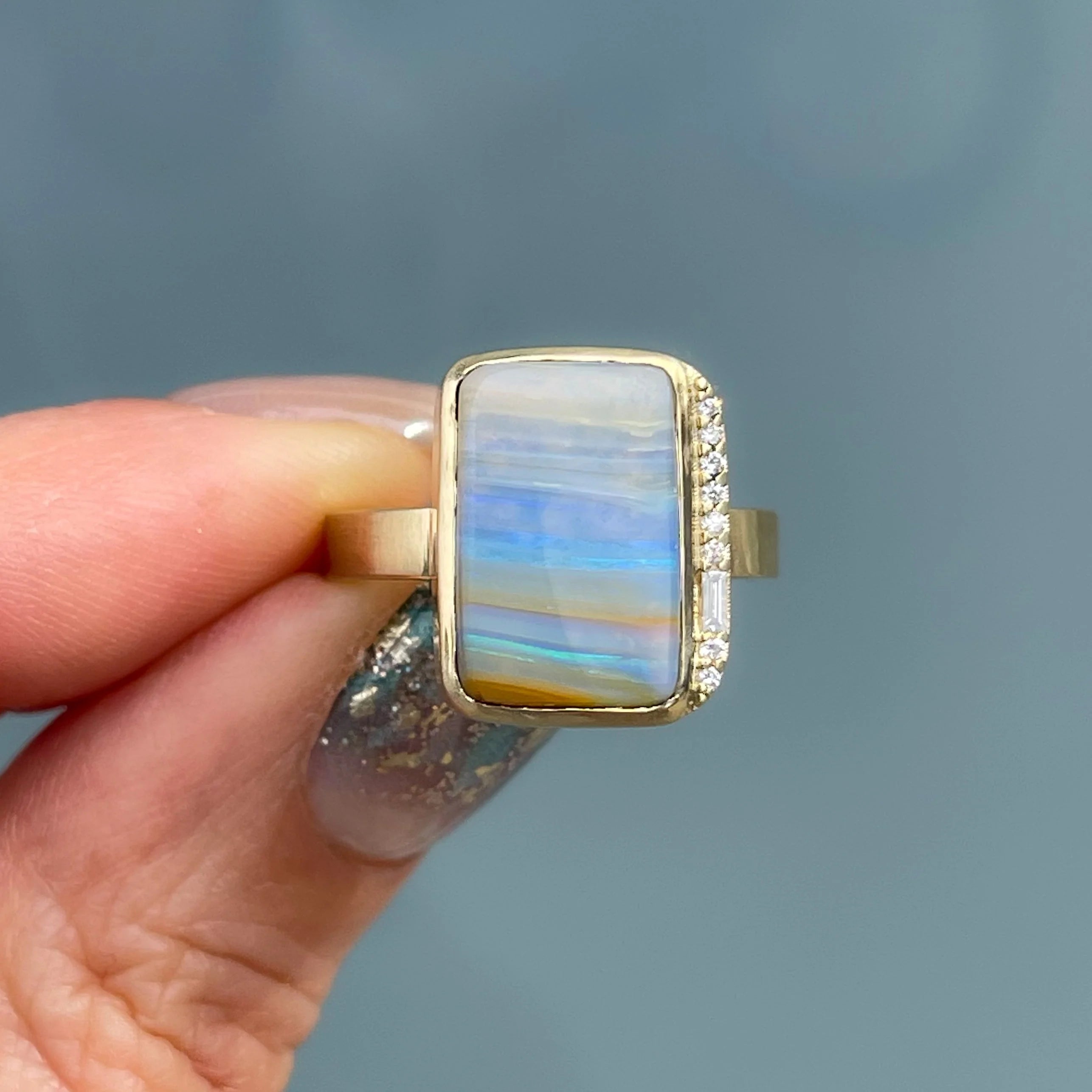 Vintage 9ct Gold Semi Black Opal Ring, Australian Opal by OlliesOpals on  Etsy | Opal ring gold, Black opal ring, Black opal