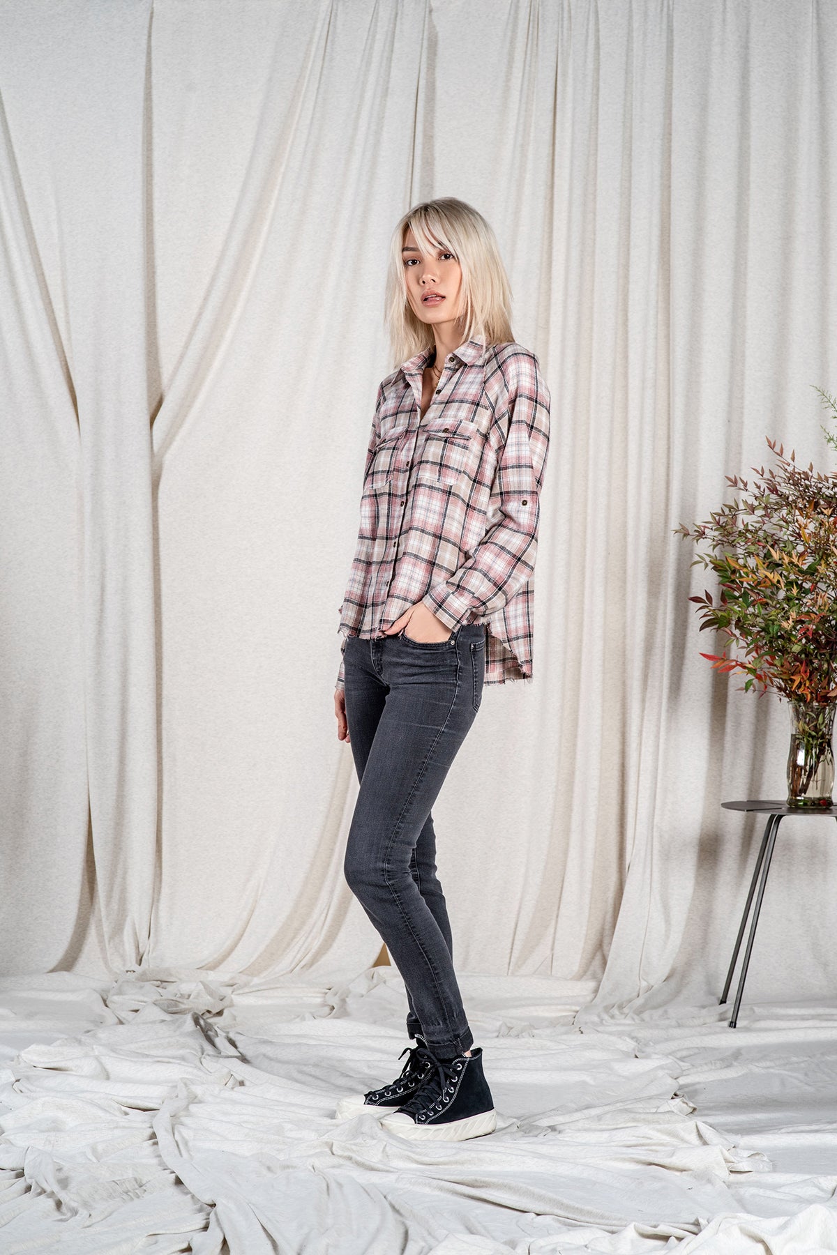 Flannel plaid shirt w/ pockets