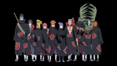 The Akatsuki from the anime Naruto Shippuden.