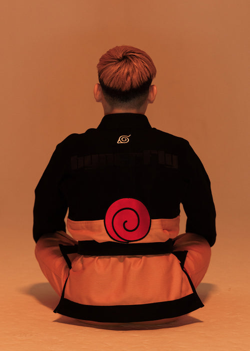 Athlete Hiryu Niwa wearing the Hyperfly + Naruto Shippuden Uzumaki Gi.