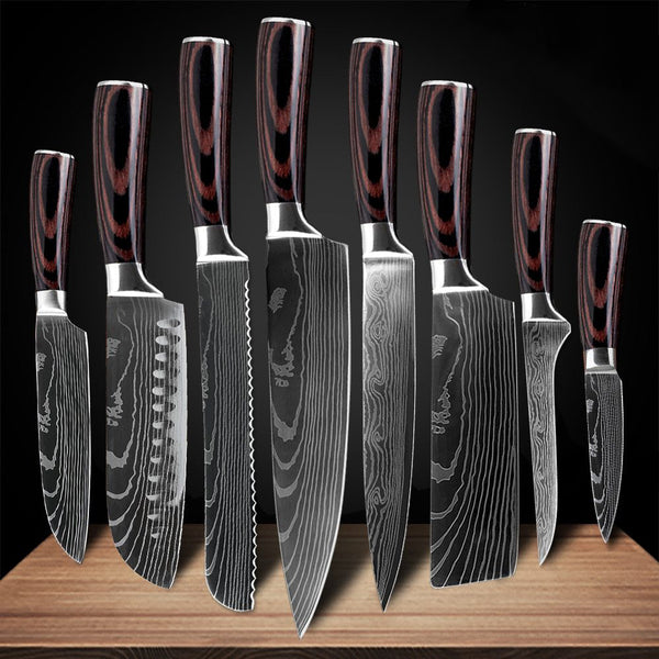 Chef Professional Japanese VG10 Damascus Knife Set with Full Tang – Prime  Stash