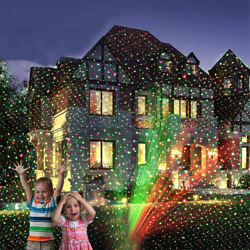 christmas lights projector on house