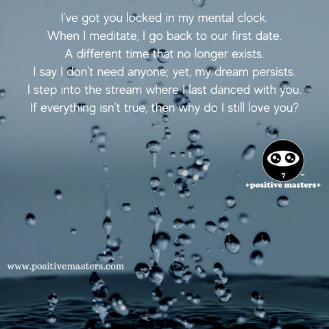 I've got you locked in my mental clock. A love poem based on my first novel, a paranormal romance and suspense story.