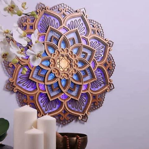 wall lights Mandala Yoga Room Night Light LED Multilayered Laser Cut Carved Light LED Elegant Wooden Mandala Hanging Lamp Dropshipping wall lamps for bedroom