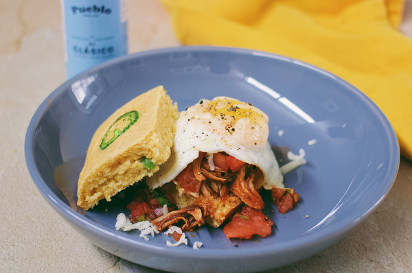 Pueblo chili co Mexican cornbread eggs Benedict 