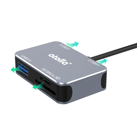 USB C Hub, atolla 5 in 1 Type C Hub with SD and Micro SD Card