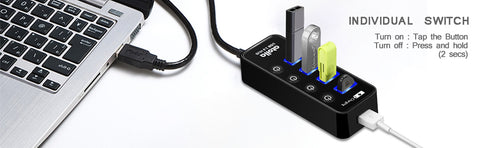 Atolla - Atolla Hub USB 3.0 Multiprise 11 Ports, USB 7-Ports Transfert de  données 5Gbps + 4-Ports Charge Intelligente avec des commutateurs et des  LEDs d'alimentation individuels et Adaptateur 12V/4A(210) - Hub 