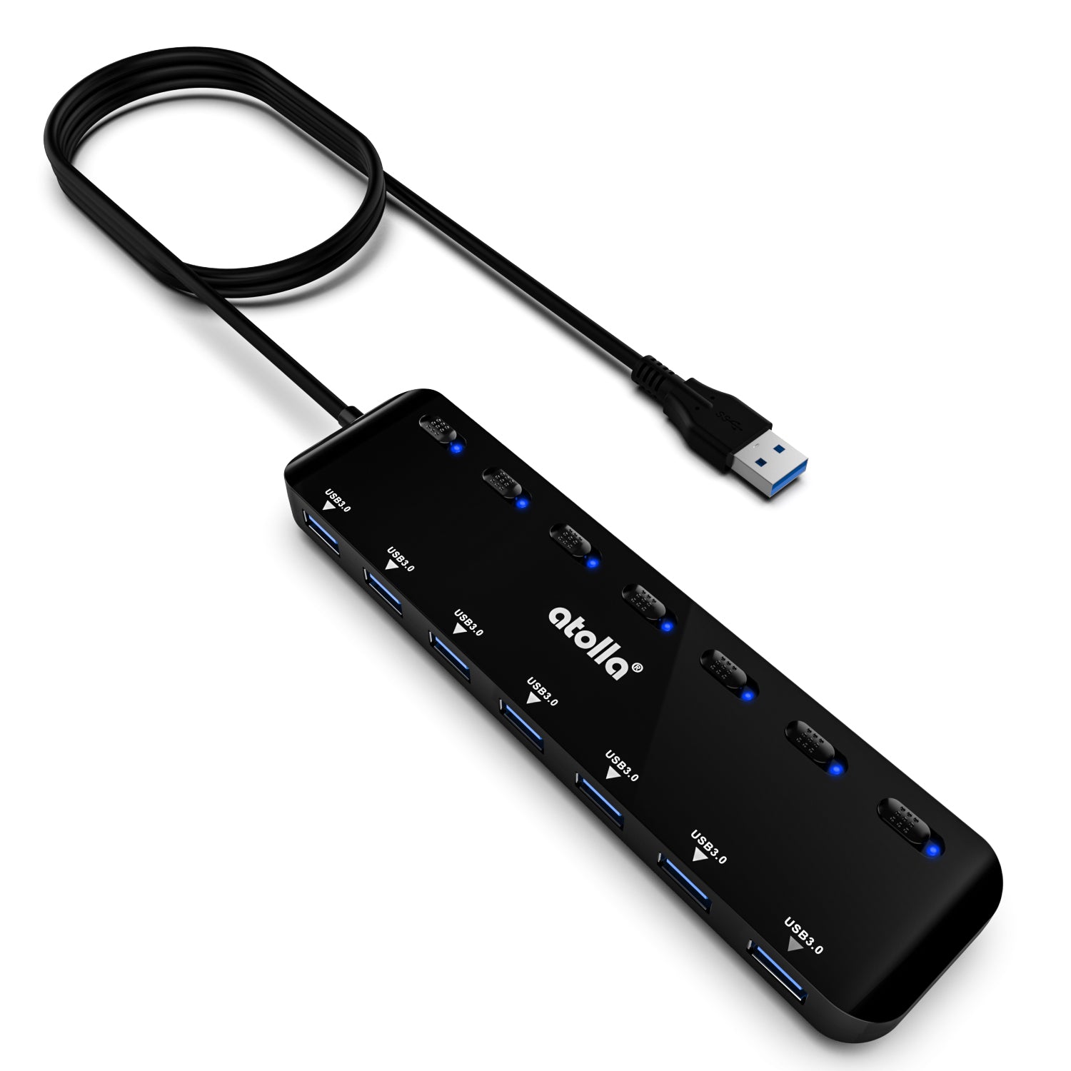  USB 3.0 Hub Splitter - USB Extender 4 Port USB Ultra Slim Data  Hub with Individual Power Switch and LED : Electronics