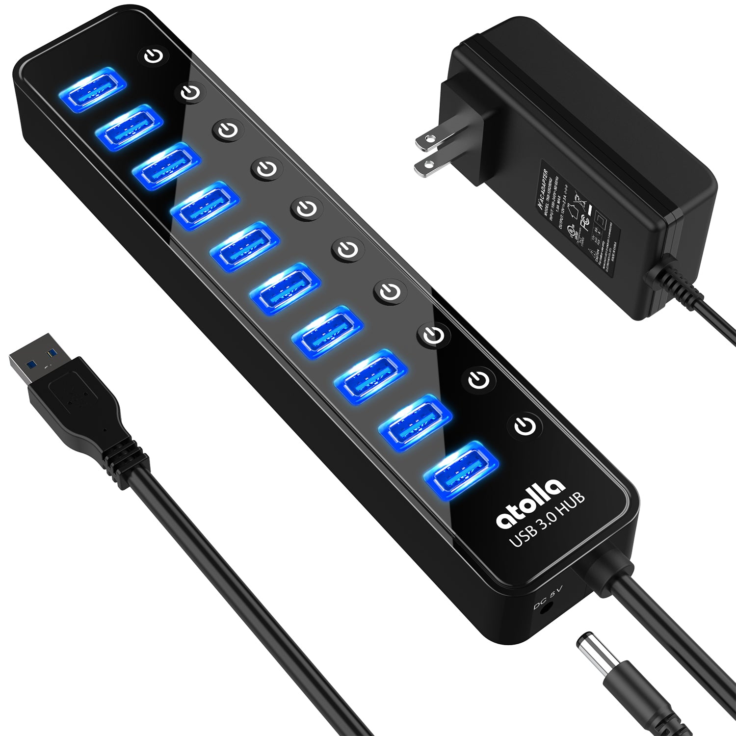 Hub USB Atolla hub usb 3. 0 alimenté, hub usb à 4 ports multiprise