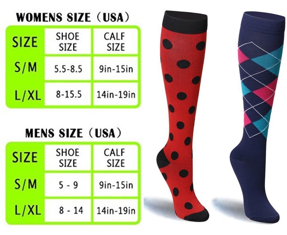 Fashion Compression Socks 20-30 mmHg Graduated Knee High Support Stock ...