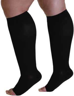 ROYALUCK Plus Size Open Toe Compression Socks 20-30mmHg Knee-Hi Extra ...