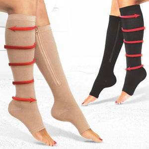 ROYALUCK Zippered Open Toe Compression Socks Support Stockings 20-30 mmHg