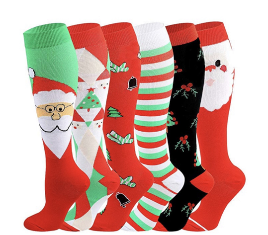 6 Pairs The Latest Christmas Compression Socks Support 20-30mmHg-For M ...