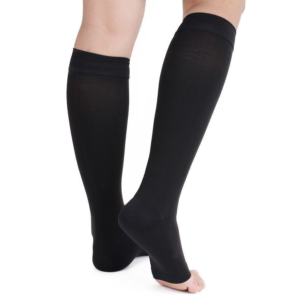 Open Toe Knee High Compression Socks - Easy to Put On Graduated Suppor ...