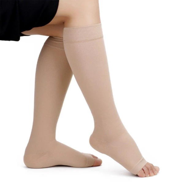 Open Toe Compression Socks 20 30 Mmhg Knee High Toeless Stockings Best Compression Socks Sale 6734