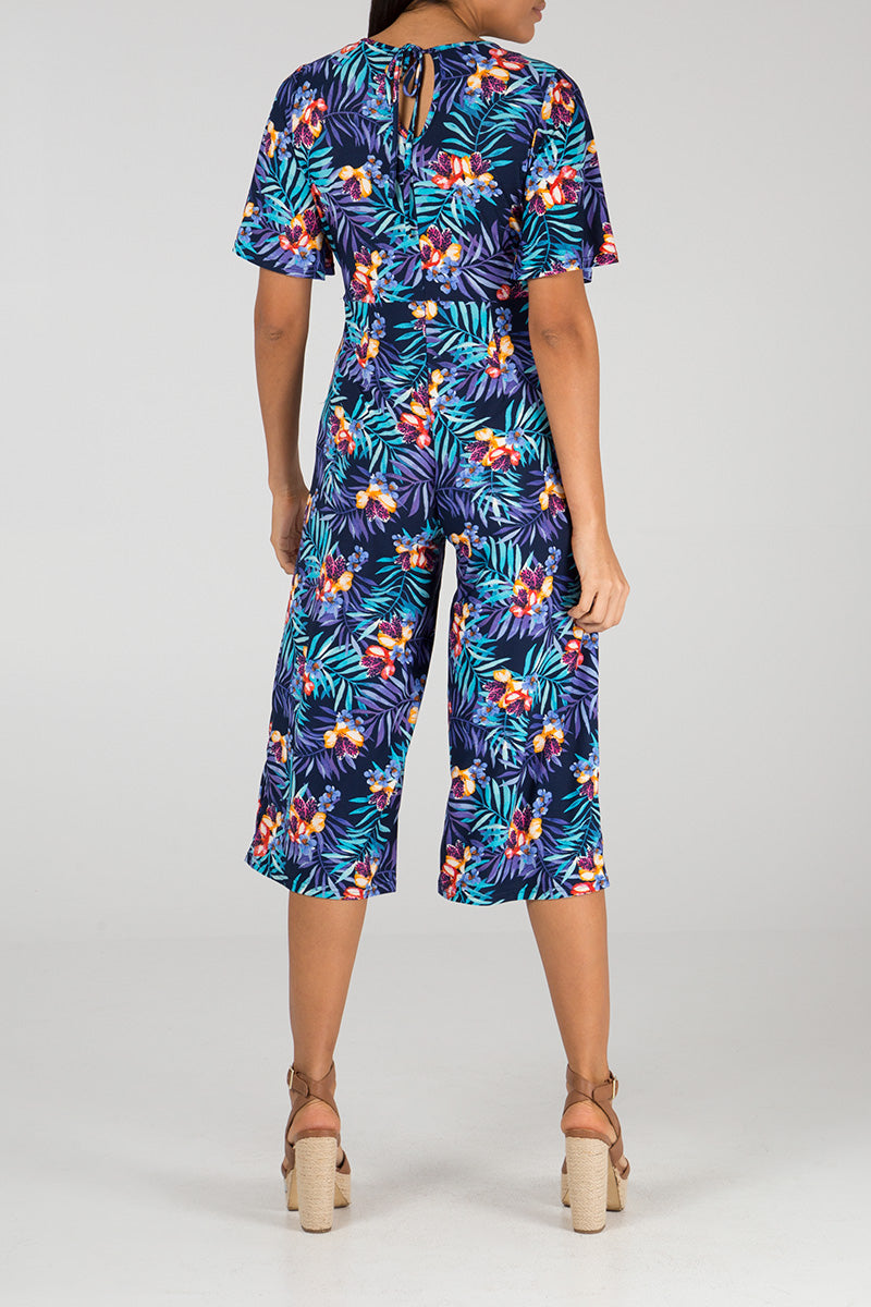 wrap front culotte jumpsuit