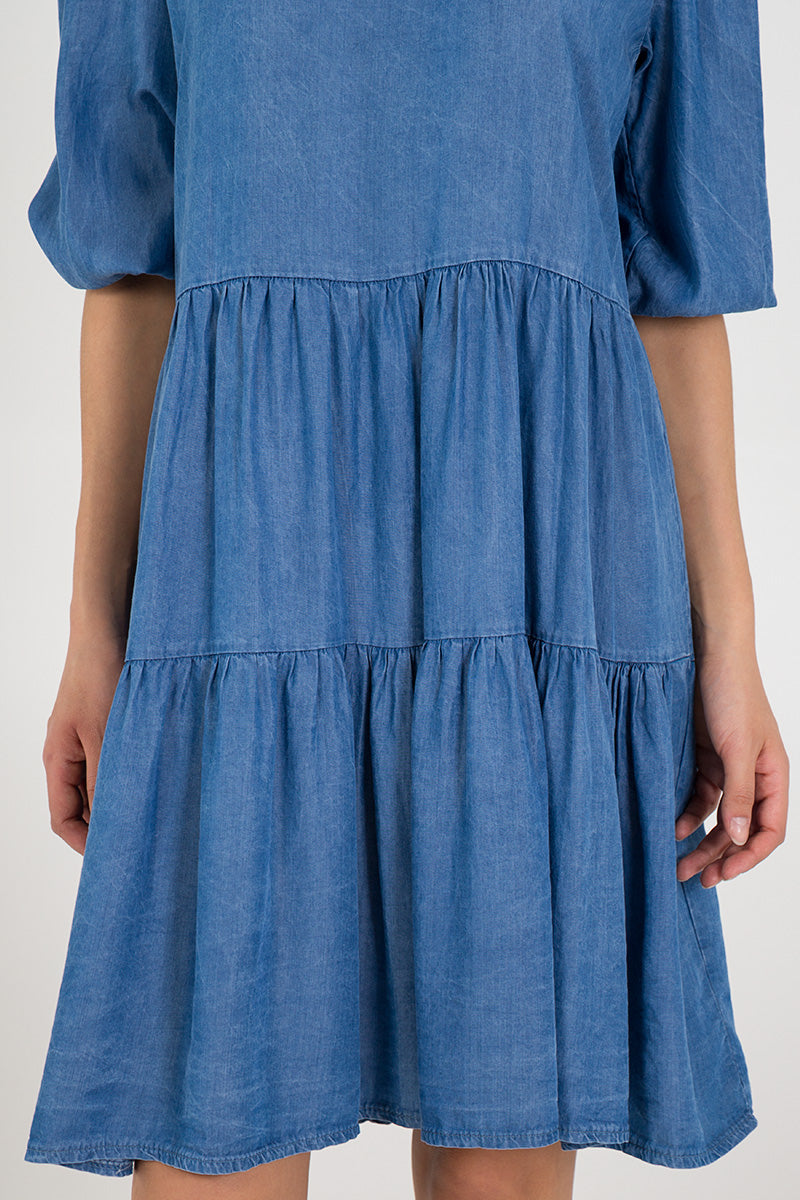 tiered denim dress