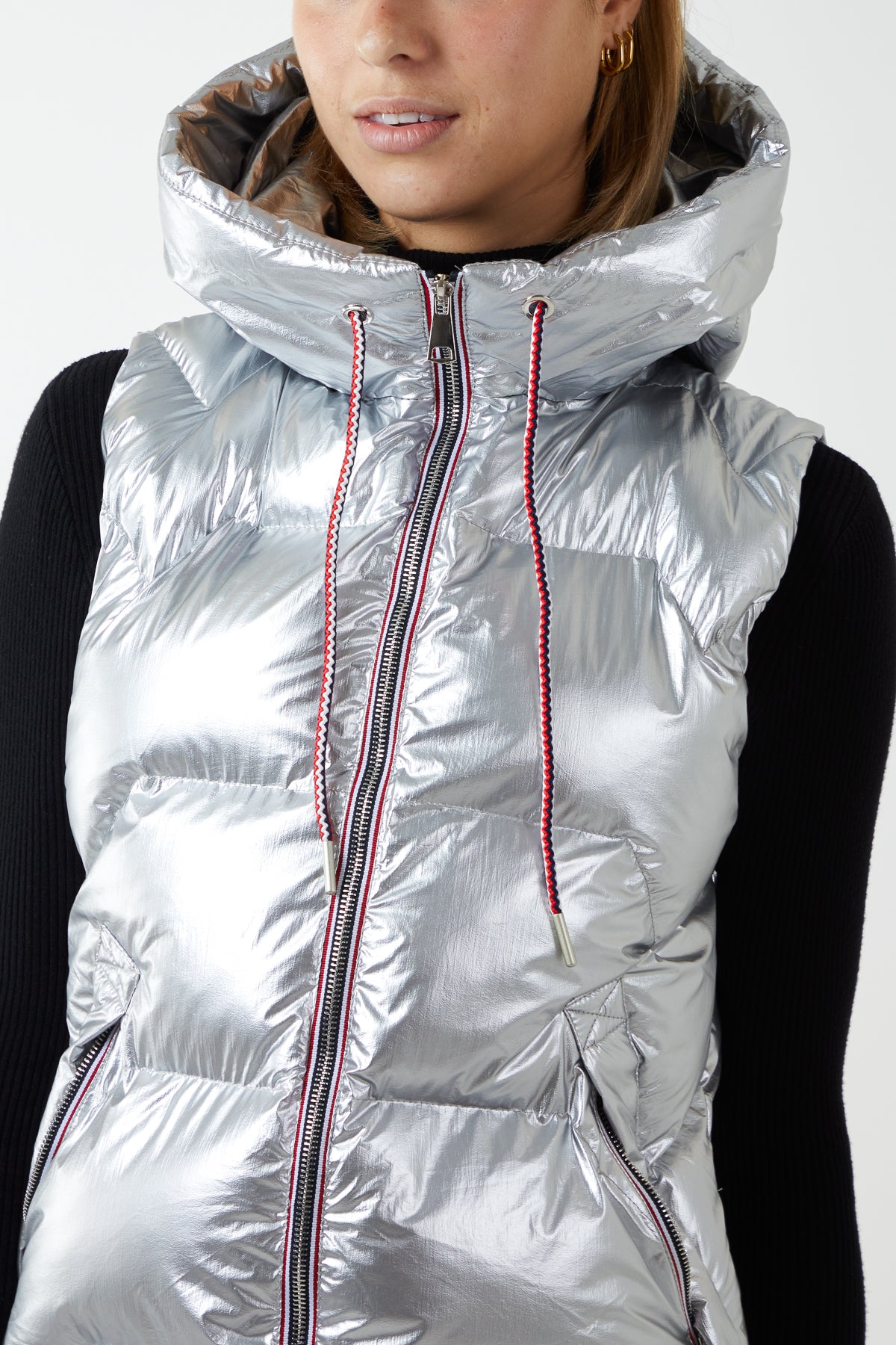 Padded Metallic Colour Zip Gilet