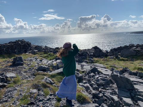 Edel on Inis Meain 2021 at Synge's chair 