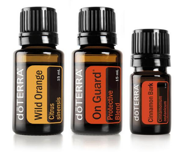 Wild Orange essential oil, Cinnamon Bark essential oil and On Guard protective blend 