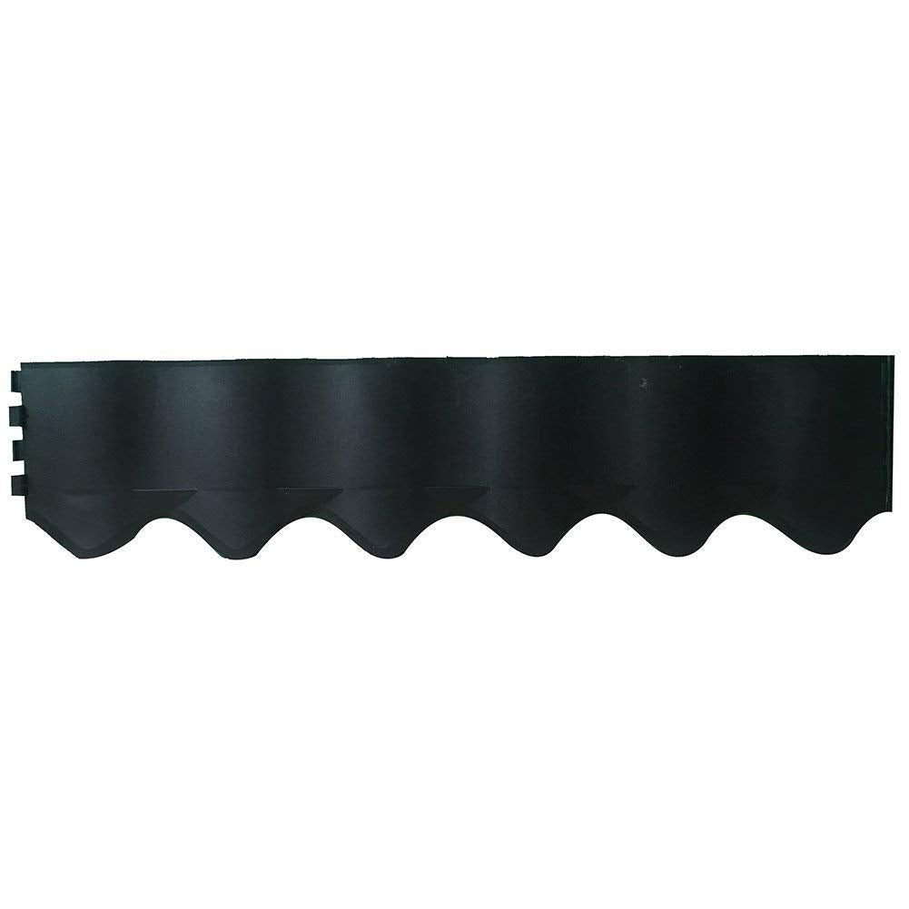 Border Fencing Eco-friendly Weatherproof Recycled Plastic Resin Garden Edging Section-6 Pack, 24.2 Inch X 5.4 Inch, Black