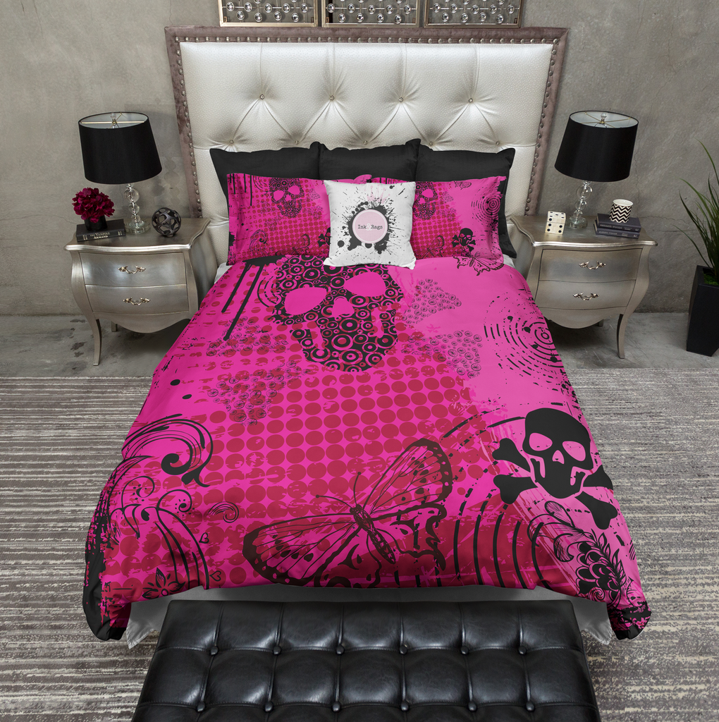 Grunge Black and Grey Skull Bedding Collection – Ink and Rags