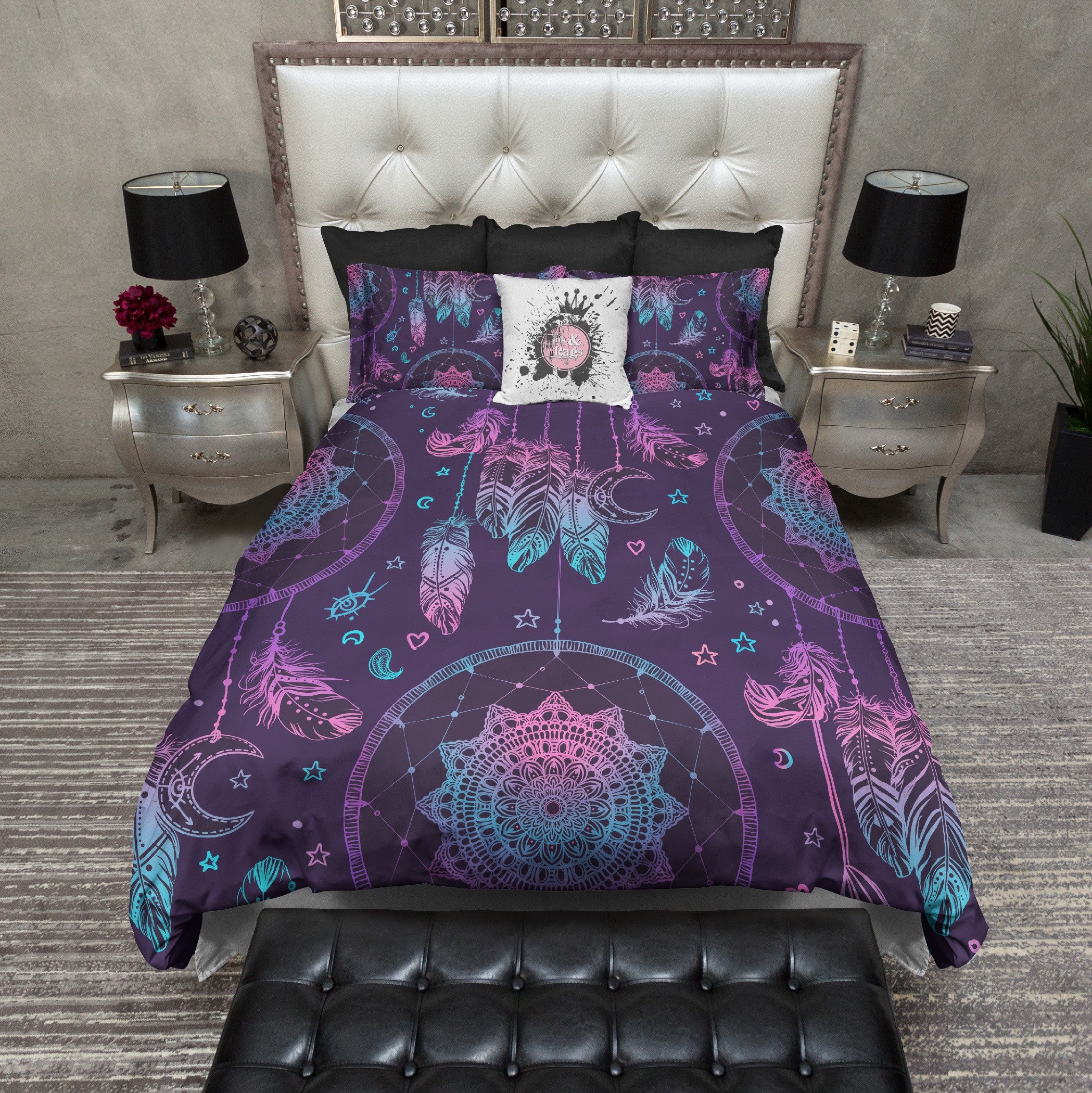 Purple Pink and Teal Dreamcatcher Bedding - Ink and Rags