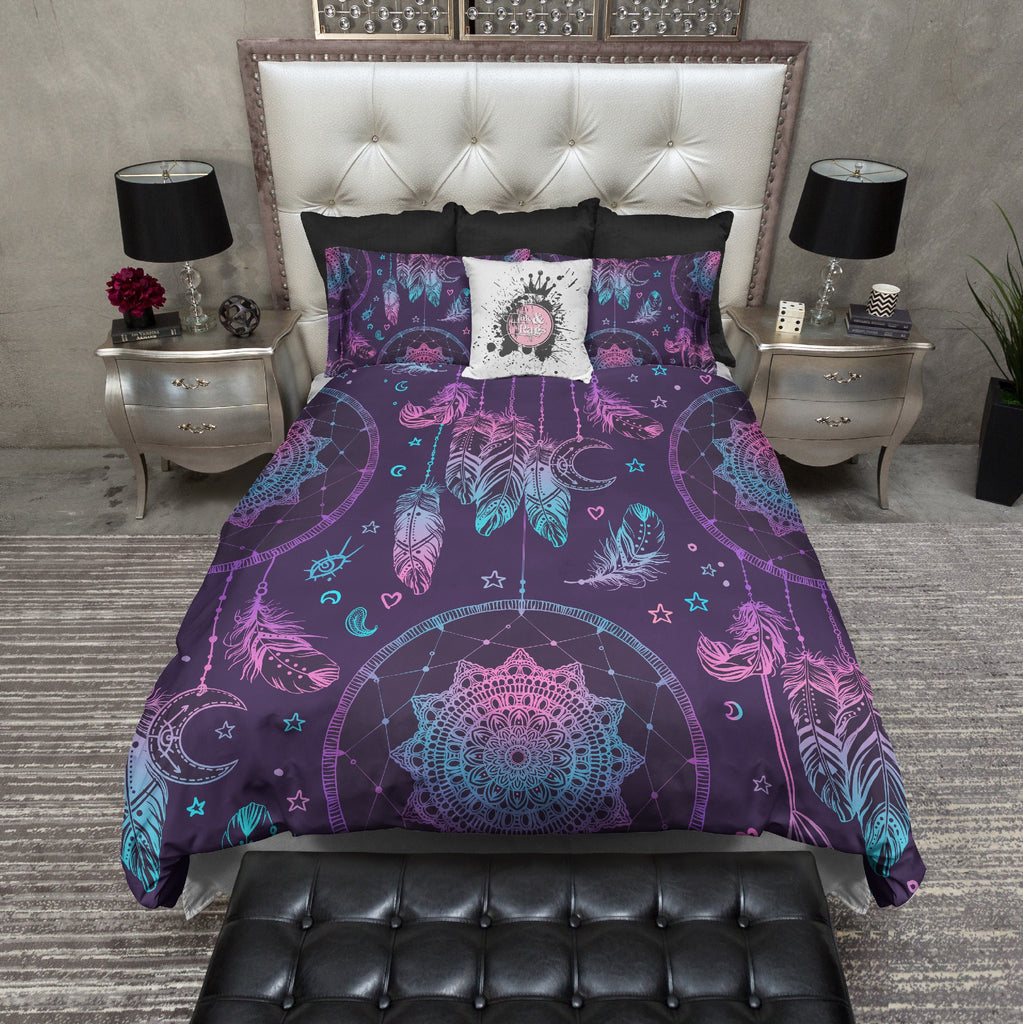 teal and black bedding