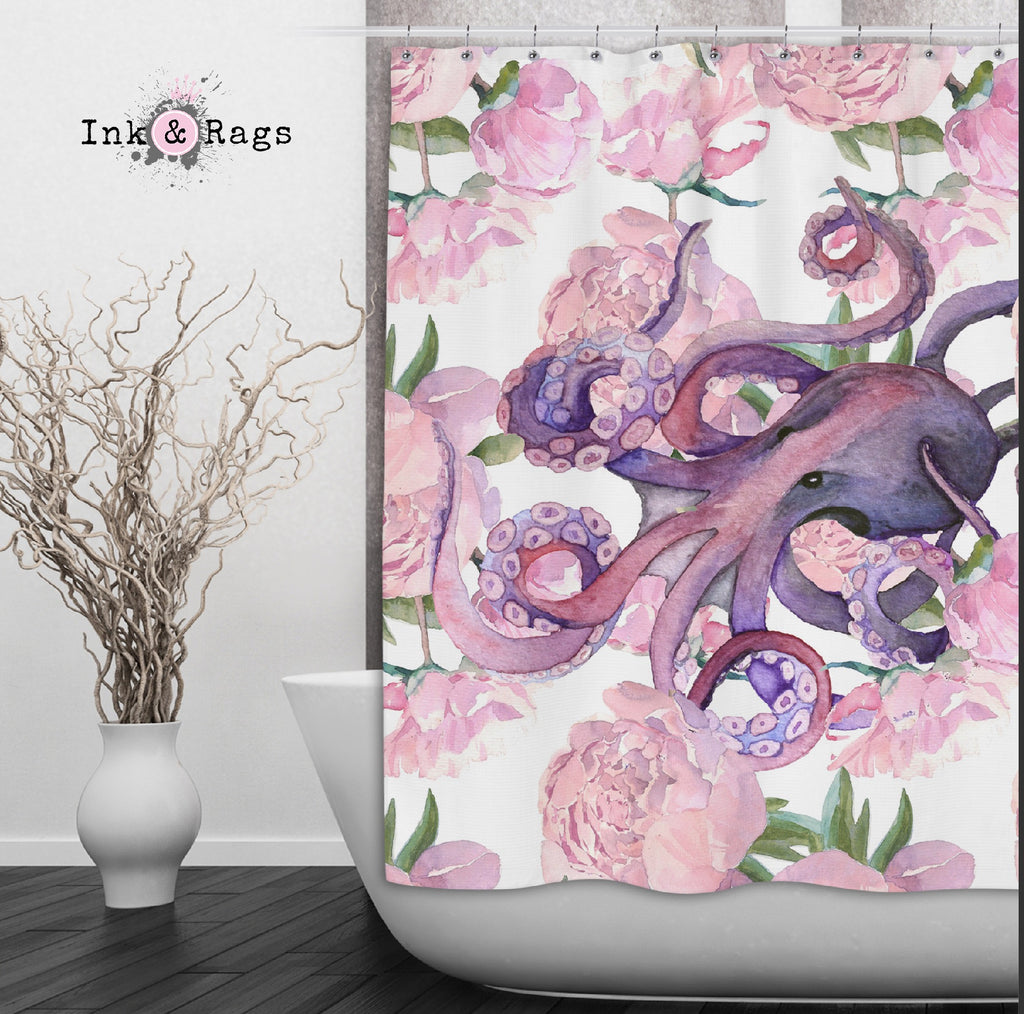 Green and Purple Anchor Rose Coral Starfish Nautical Shower