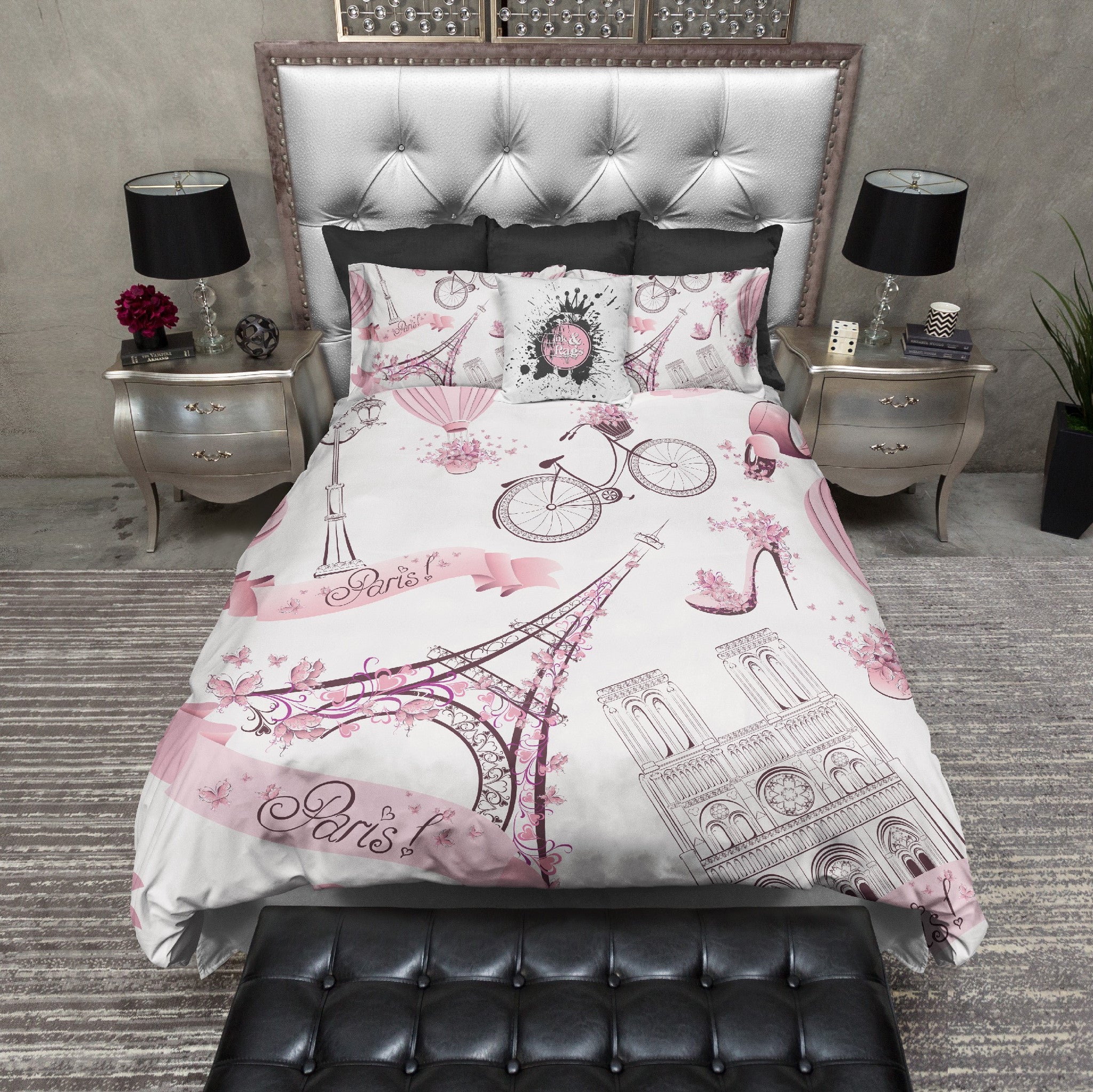Whimsy In Paris Eiffel Tower Bedding Ink And Rags
