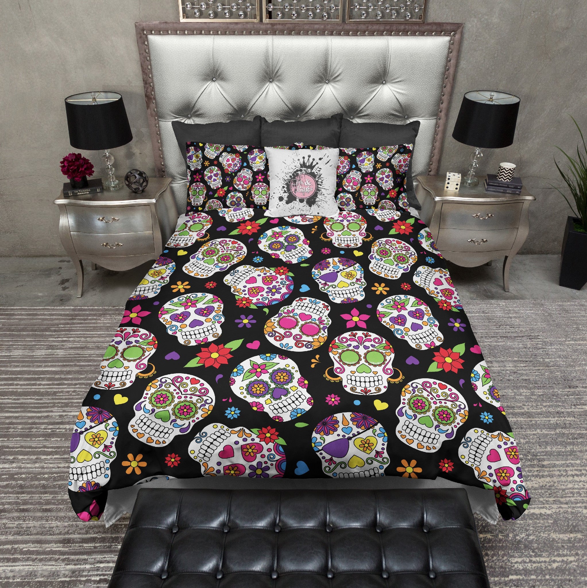 Day of the Dead Sugar Skull Bedding - Ink and Rags