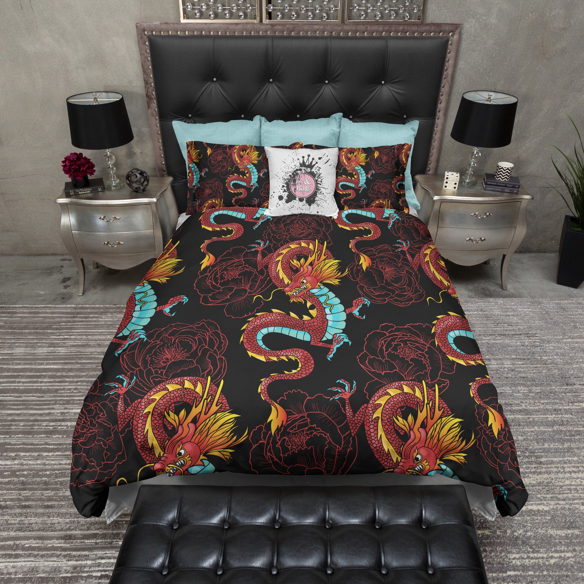 Dragon Flower Duvet Bedding Sets Ink And Rags