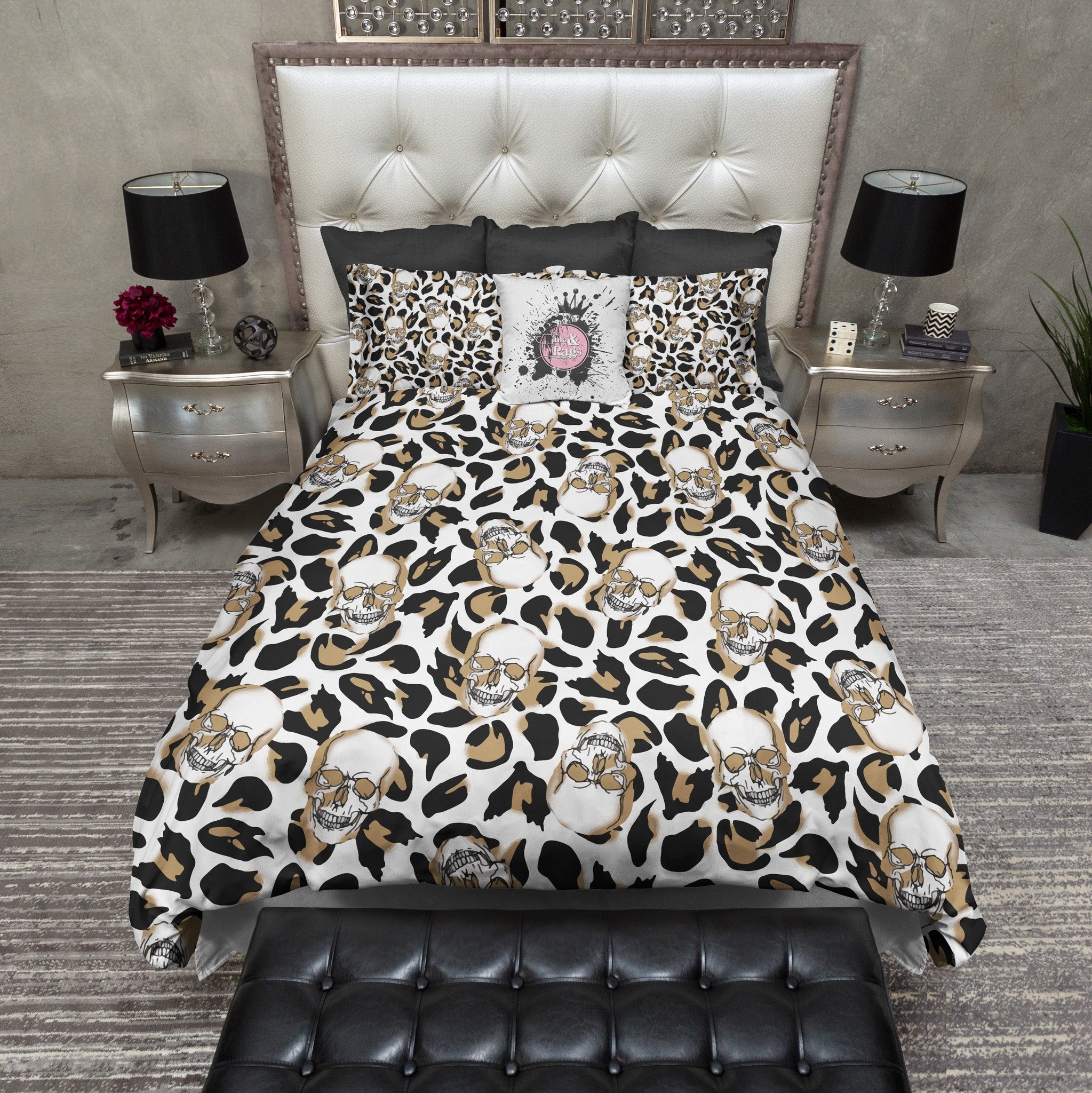 Leopard Print Skull Duvet Bedding Sets Ink And Rags