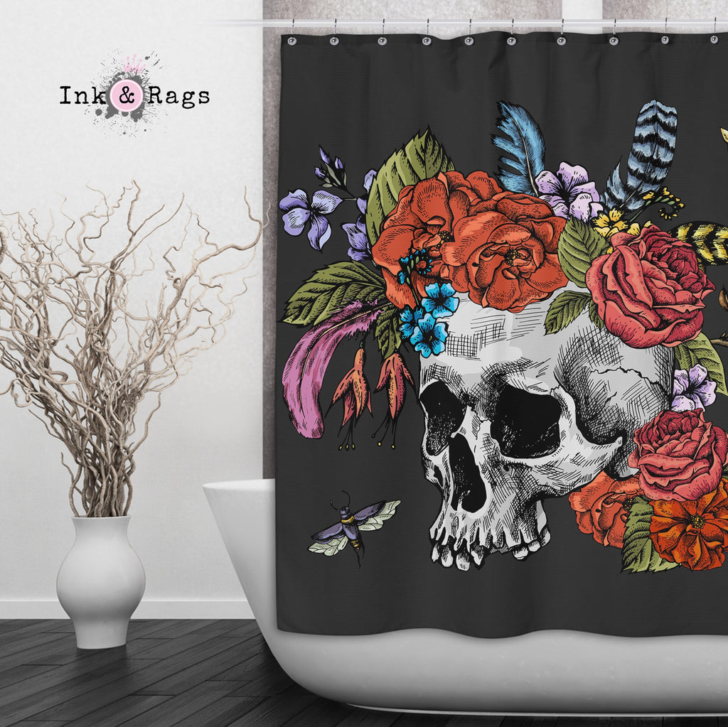 Shower Curtain, Sugar Skull Shower Curtain, Color Crazy Shower Curtains,  Bath Towels, Hand Towels Bath Mat , Extra Large Bath Mats 