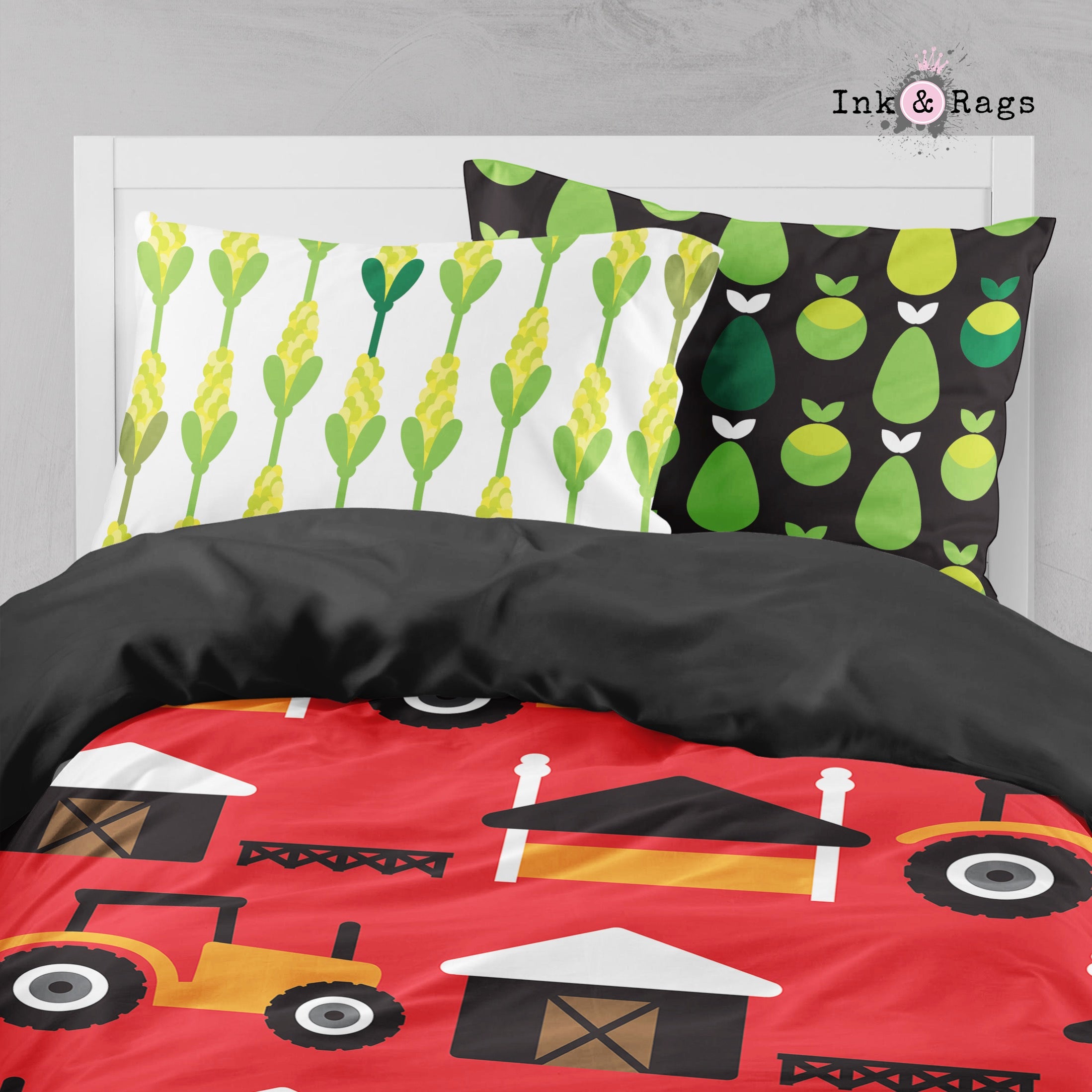 Farm Tractor Barn Big Kids Bedding Ink And Rags