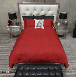 Red And Black Rockabilly Tattoo Style Swallow Duvet Bedding Sets