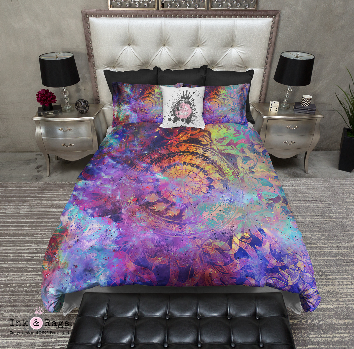 Electric Universe Floral Mandala Bedding Collection – Ink and Rags