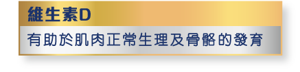 維生素D 有助於肌肉正常生理及骨骼的發育