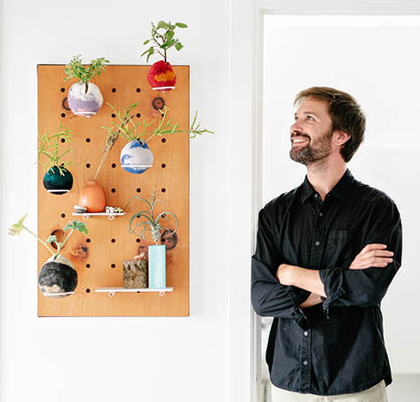 airplantman, josh rosen, kokedama, pegboard, rhipsalis, design, decor, interior design