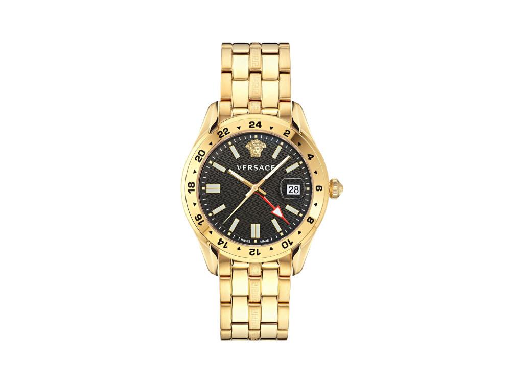 Gold, Quartz Watch, Versace AU Sell Iguana GMT 41mm, Green, Greca - Time VE7C Sapphire,