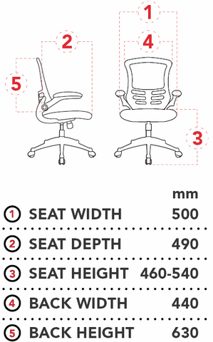 Lonon Office Chair Sizes diagram