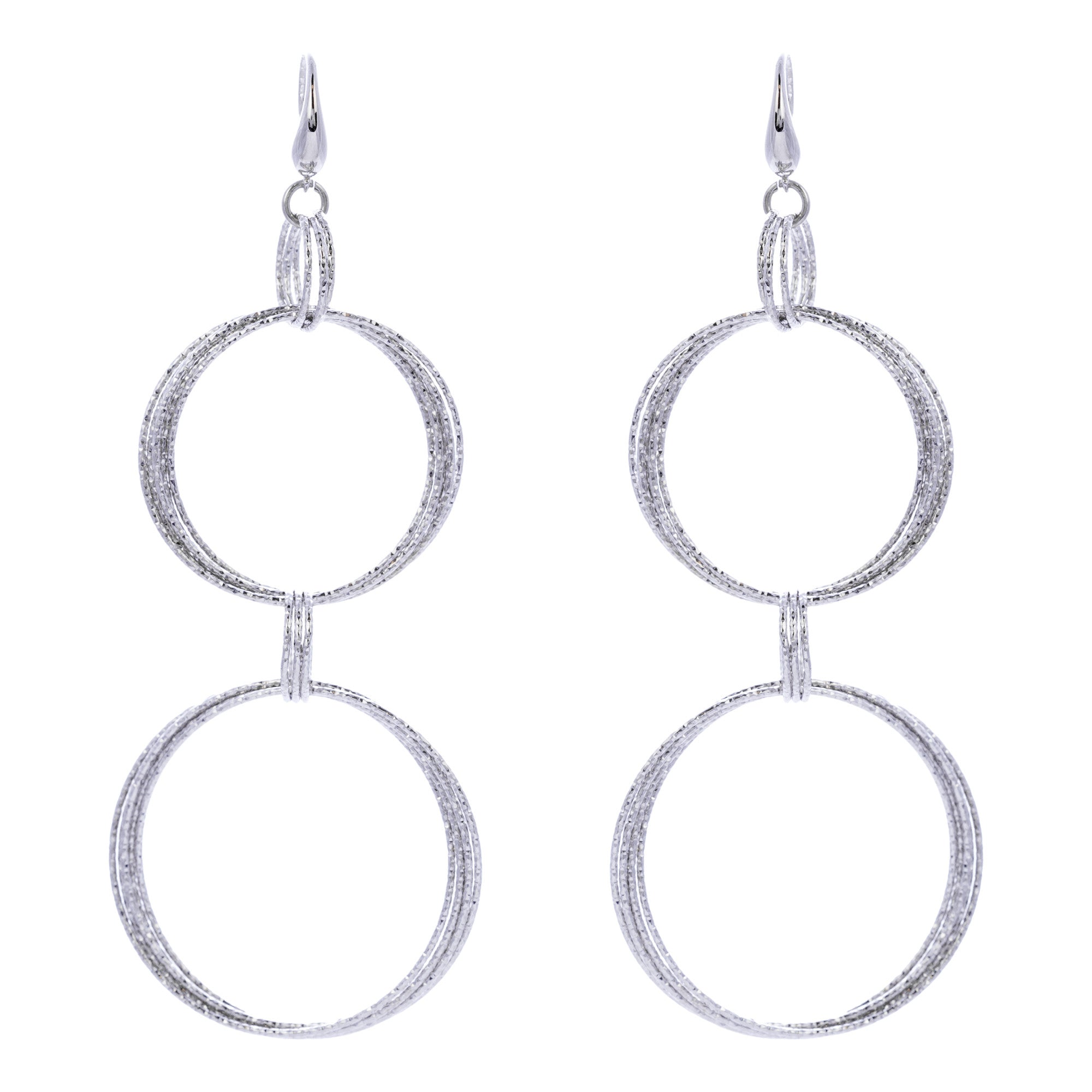 Athra Luxe Diamond Cut Linked Multi Circle Statement Drop Earring ...