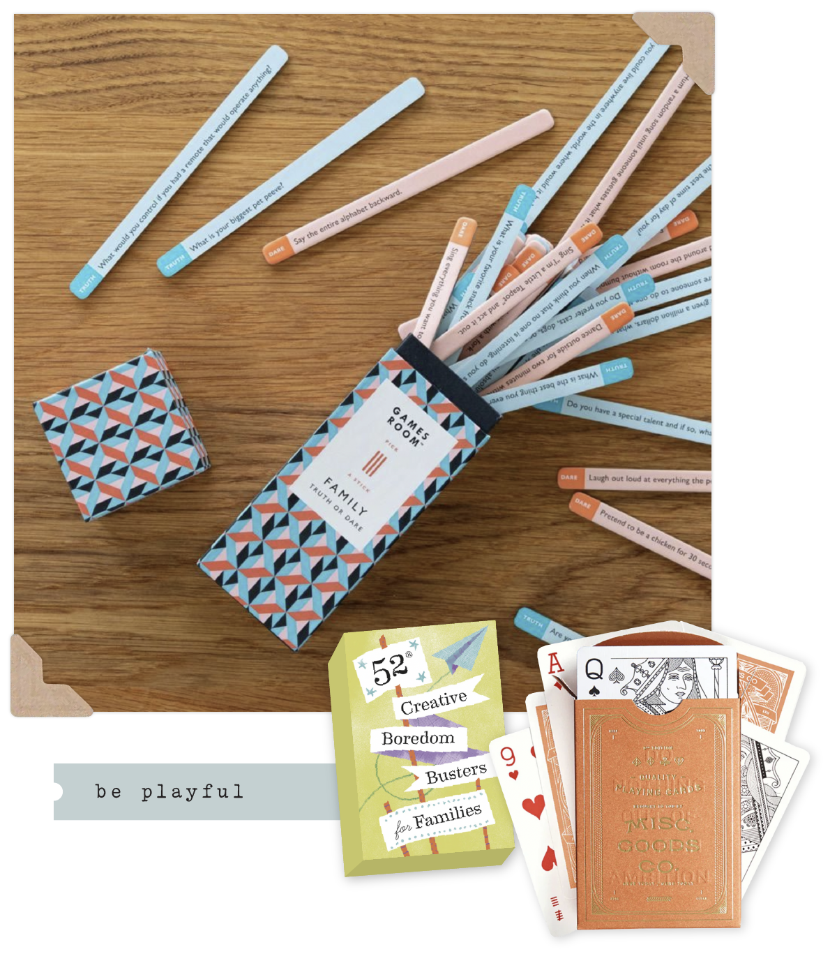 urbanic paper boutique los angeles california gifts stationery gift wrap coziness family game night truth or dare playing cards boredom busters play