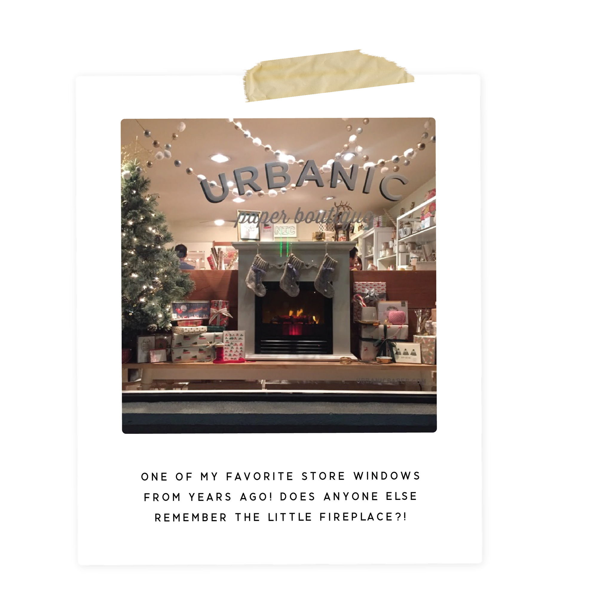 urbanic paper boutique los angeles california gifts stationery greeting cards holiday holidays from the desk of audrey store front window fireplace