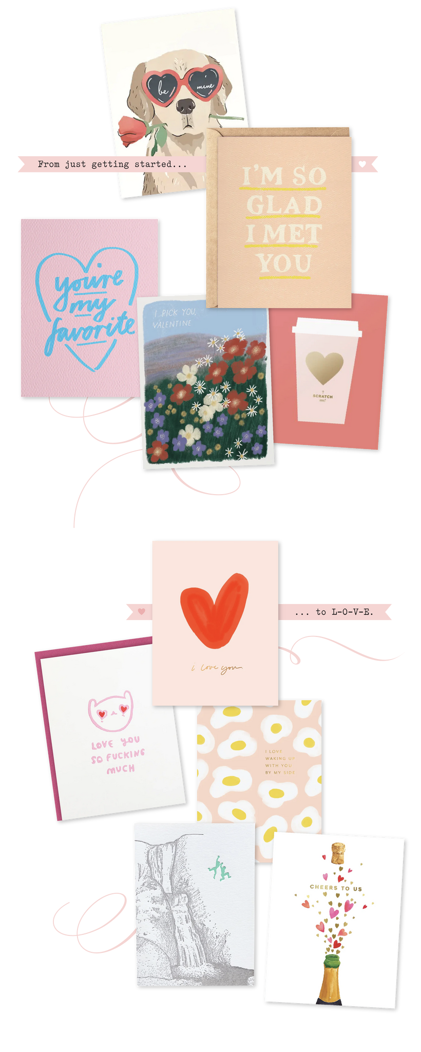 urbanic paper boutique los angeles california gifts stationery greeting cards valentines galentines vday love friendship romance heart rose dog flowers coffee cat eggs champagne jump