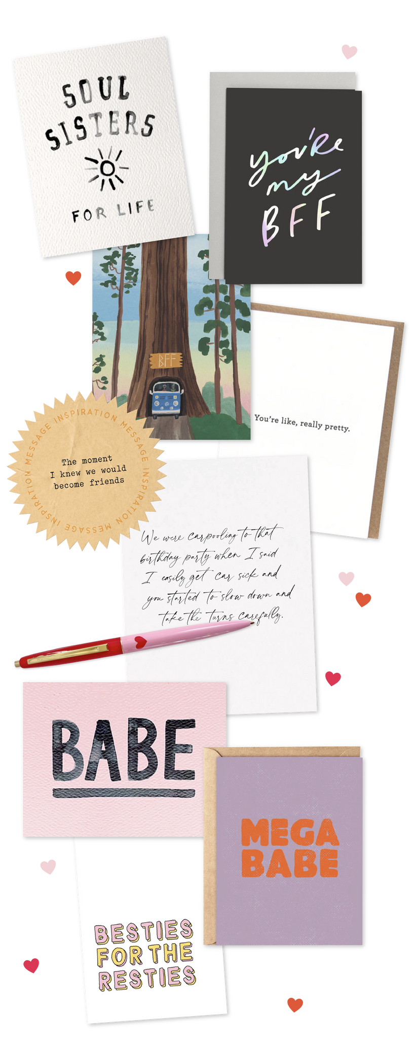 urbanic paper boutique los angeles california gifts stationery greeting cards valentines hearts pink and red love romance friendship friends bff babe besties