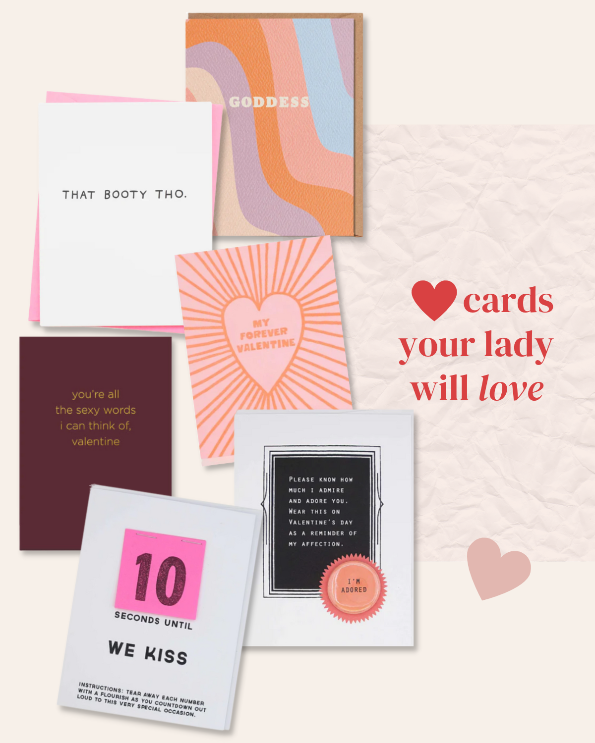 urbanic paper boutique los angeles california gifts stationery valentine for her girlfriend wife woman goddess booty countdown