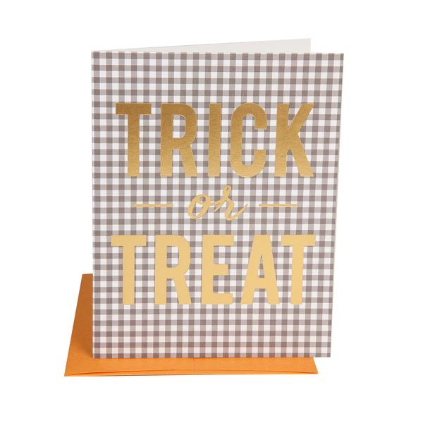 trick or treat gingham foil card